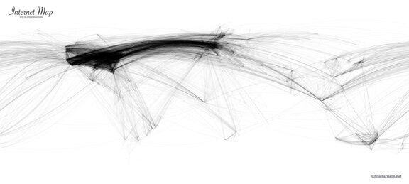 © Chris Harrison, Human-Computer Interaction Institute, Carnegie Mellon University Internet city-to-city connections worldwide © Chris Harrison, Human-Computer Interaction Institute, Carnegie Mellon University