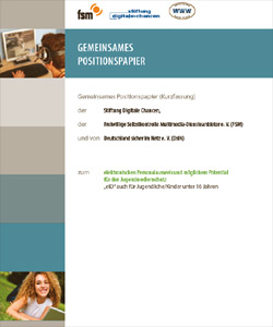 © Stiftung Digitale Chancen, DSiN, FSM Titelblatt des Positionspapiers zum elektronischen Personalausweis